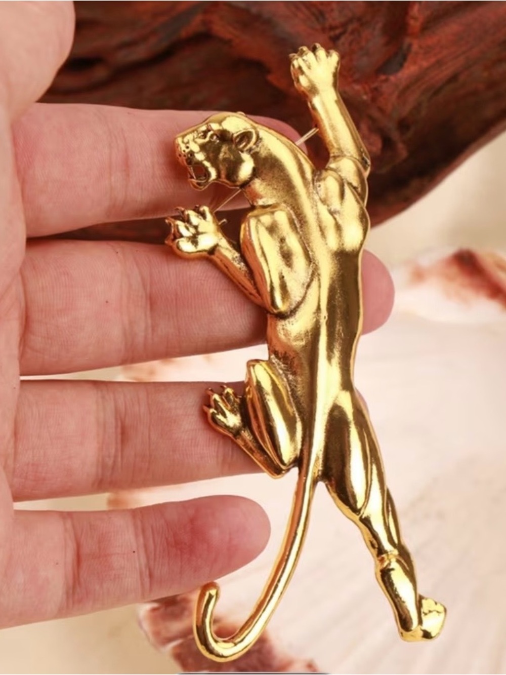 Gold Panther Lapel Pin - Unisex Accessory